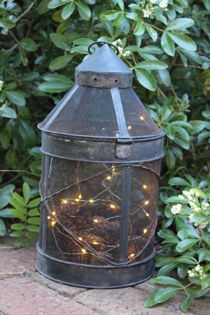 lantern with copper wire lights