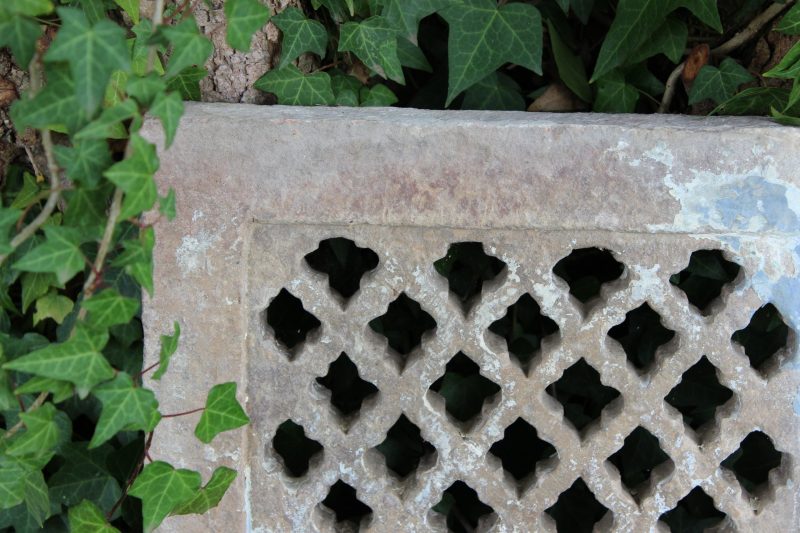 Stone wall panel in ivy
