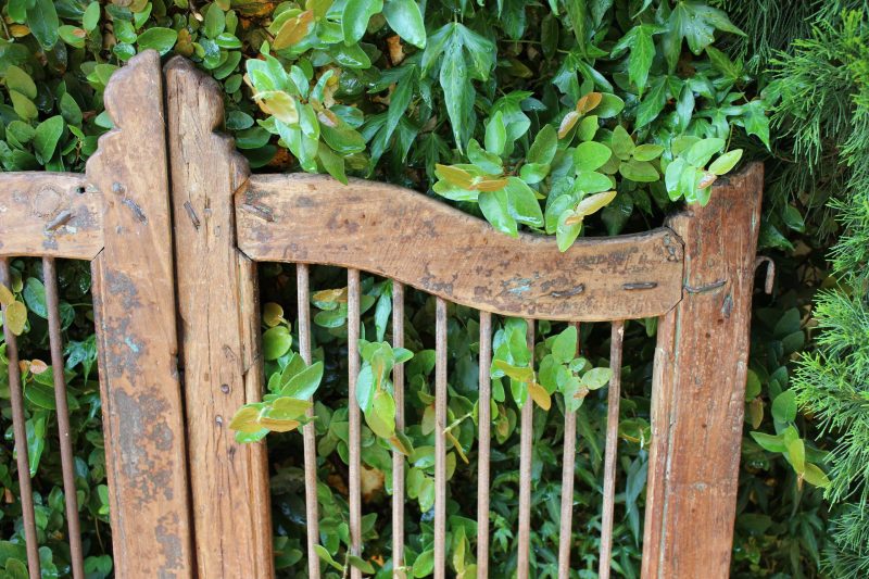 Timber and iron bar garden gate