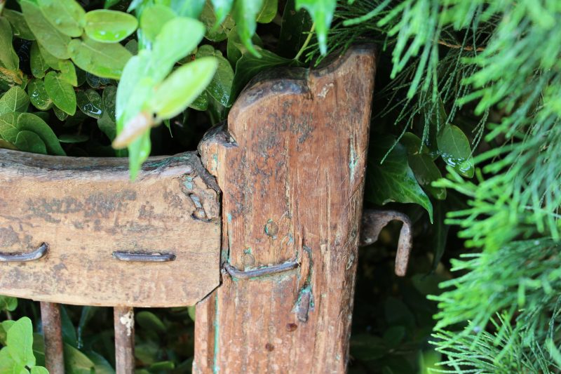 Top of timber and iron garden gate