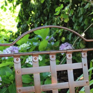 Wrought iron chair & hydrangeas
