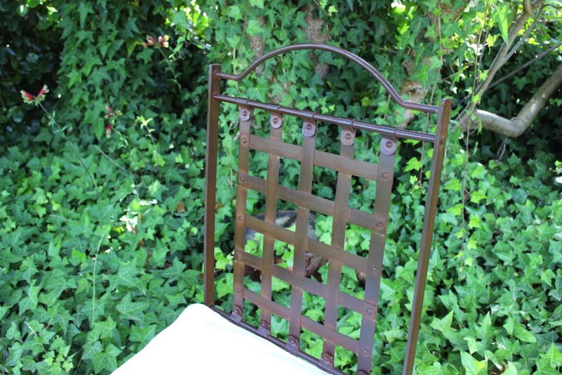 Back of wrought iron chair