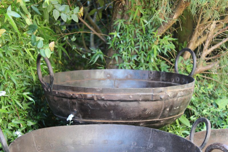 Iron pot in a garden