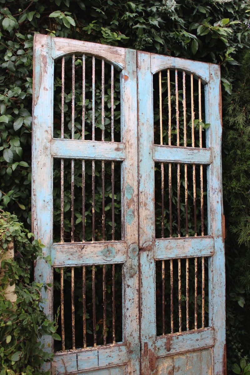 tall blue gate