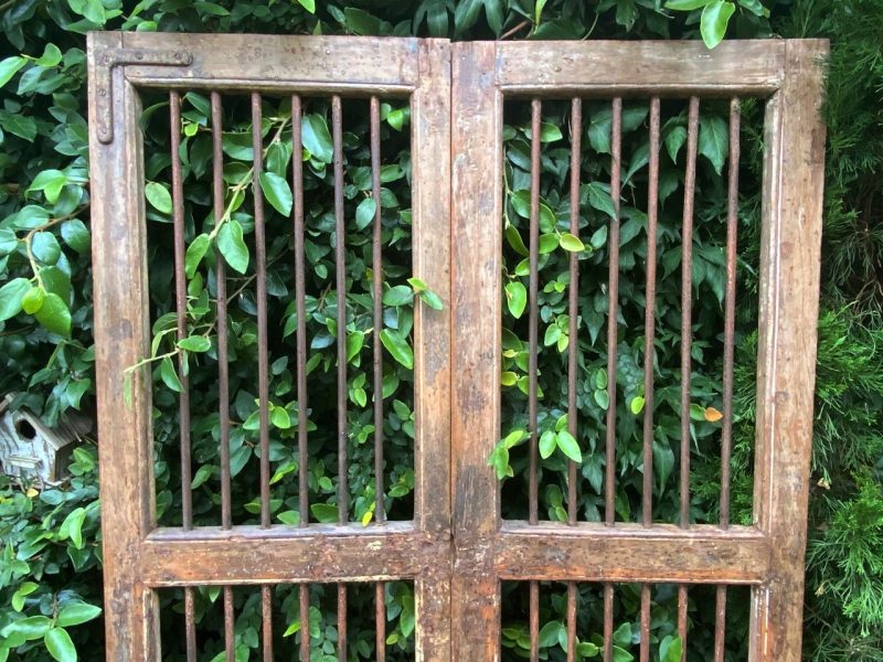 timber and iron gate with creeping fig